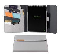Rocketbook - Protège-carnet 100% recyclable avec porte-stylo, fermoir magnétique et espace de rangement intérieur - Gris, format lettre 21,6 x 27,9 cm (Cap-FLP-L-CIN)