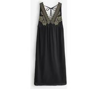 Rockett St George Rockett St George Black Cotton Dobby Embroidered Maxi Beach Dress With a Touch of Linen Black EU 38 (UK 10)