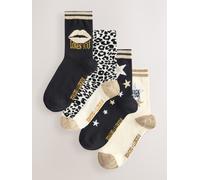 Rockett St George Rockett St George Monochrome Animal Print 4 Pack Ankle Socks