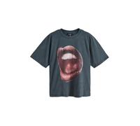 Rockett St George T-shirt 'Lips' gris foncé / rouge pastel / noir / blanc cassé, Taille L