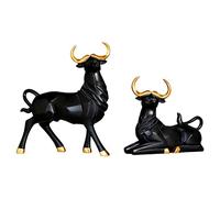 rockible 1 Paire Vache Statue Figure Taureau Sculpture Artisanat Art Feng Shui Ornement Noël Cadeau Chambre, Le Noir