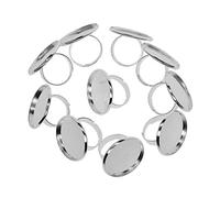 rockible 10x Bases de Bague Réglables en Argent Plaqué Réglage de Base ébauches de Bague Lunette Ronde Plateau de Bague, Or Blanc