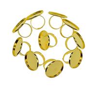 rockible 10x Bases de Bague Réglables en Argent Plaqué Réglage de Base ébauches de Bague Lunette Ronde Plateau de Bague, doré