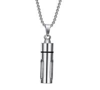 rockible 48mm Tube Urne Pendentif Collier pour Hair Ash Holder Cercueil, Argent, 60cm
