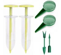 rockible 6 Pièces Mini-Semoir à Graines Réutilisable Distributeur Graines Manuel Utilisation Polyvalente Compact Set D'outils Jardinage pour Balcon, Jaune Vert