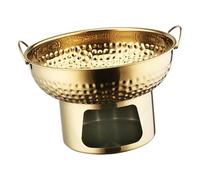 rockible à vapeur thaïlandaise de 7 pouces, portable et légère, pour fêtes, texture martelée polyvalente avec poignées en anneau, Doré