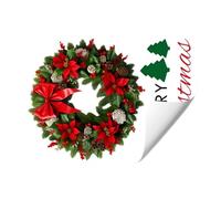 rockible Autocollant Mural Couronne de Noël, Stickers Muraux Décoration de Noël, DIY Art Moderne Décor Nouveauté PVC Papier Peint Autocollant Mural pour Porte, Mur, Fenêtre, Porte, Vitrine