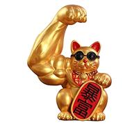 rockible Bras Musclé Chinois Fortune Chat Figurine Feng Shui Chat Bras Fortune Bienvenue Chat Porte Intérieur Ornement, Droit Riche