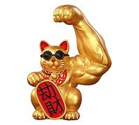 rockible Bras Musclé Chinois Fortune Chat Figurine Feng Shui Chat Bras Fortune Bienvenue Chat Porte Intérieur Ornement, Vol à Gauche