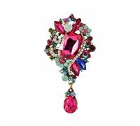 rockible Broche Femme Goutte Cristal Ornement Alliage Composition Facettée et Pendante Élégance Discrète pour Tenues Quotidiennes Adaptée aux Promenades, Rose Vif Multicolore