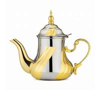 rockible Cafetière Arabe Inox Cafetière avec Couvercle Stable Théière pour Décoration Table, Or Et Argent, 1.8L