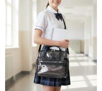 rockible Cartable Étanche Transparent Sac à Dos Scolaire Sac d'École Sac Ordinateur PVC Robuste avec et Organisation Spacieuse Adapté aux Cours Trajets, Multicolore, Noir + Gris 20
