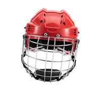 rockible Casque de Hockey avec Filet, Casque de Rugby Haute Performance avec Protection de Tête Ajustable pour Le Jeu, L'entraînement et Le Streetwear, Rouge, 58 Cm à 68 Cm