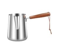 rockible Chauffe-café Turc, Chauffe-Lait avec Manche en Bois, Chauffe-Beurre, Poêle à Chocolat en Acier Inoxydable pour La Cuisine, 350ML