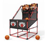 rockible Children Basketball Hoop Set de Basket Intérieur Panier Arceau Cible Cadre Incliné Deux Cerceaux Accessoires Inclus avec Ballons et Filets Suitable pour Salle de Jeux Famille Détente