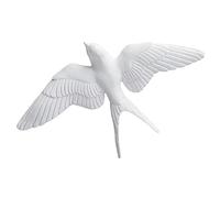 rockible Décoration Murale D'oiseau en Résine Blanche, D'hirondelle 3D Nordique, Décoration de Sculpture Murale de Moineau, À Gauche