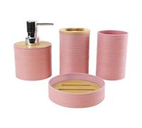 rockible Ensemble Complet D'accessoires de Salle de Bain, 4 Pièces, Distributeur de Savon, Cadeau de Pendaison de Crémaillère, Accessoires de Bain Modernes, Rose