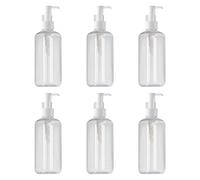 rockible Ensemble de 6 Distributeurs de Savon pour Les Mains, Flacons de Shampoing et D'après-shampoing étanches avec Pompe, pour La Maison, Les Résidences, Clair et Blanc