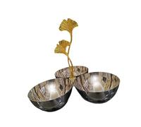 rockible Ensemble de Bols à Goûter 3 En 1 En Acier Inoxydable : Bols de Service, Coupe à Fruits et Assiettes à Dessert pour Les Anniversaires, Poignée En Ginkgo Doré