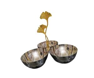 rockible Ensemble de Bols à Goûter 3 En 1 En Acier Inoxydable : Bols de Service, Coupe à Fruits et Assiettes à Dessert pour Les Anniversaires, Poignée En Ginkgo Doré