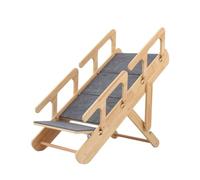 rockible Escalier en Bois avec Feutre Pliable Rampe avec Marches Antidérapant Rampe Surface Antidérapante pour Chiens Âgés, Canapé, Chambre, Salon, Quatre Marches Pliables