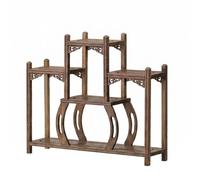 rockible Étagère de Présentation en Bois Sculpté, Étagère De Style Chinois Nouveau, Modèle 03, Semi-Circulaire avec Deux Niveaux Bas Et Un Niveau Central Haut. Dimensions 34x7.5x29cm.