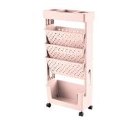 rockible Étagère Mobile à Roulettes, 5 Niveaux, Organiseur de Dossiers pour Salon, Chambre D'enfant, Cuisine, Dortoir, ROSE