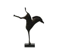 rockible Figurine Cheval avec Socle Marbre Abstrait Sculpture Cheval Morne Épuré Objet Décoratif pour Amateurs d'art, Collectionneurs, Salon, Noir Bronze, Nouveau Style Chinois