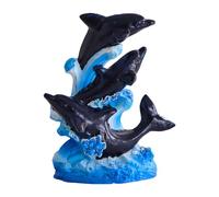 rockible Figurine de dauphin en résine, statue décorative sur le thème de la plage, à poser sur une table, une étagère ou un meuble de rangement, Noir