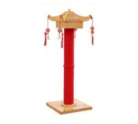 rockible Griffoir Colonne Grattoir Poste Grimpant Sculpté à l'Esthétique Chinoise avec Base Stable Corde pour Le Griffage, Poteau À Griffer De Palais À Colonne Unique, Rouge Chinois, avec Vernis