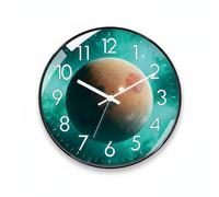 rockible Horloge Murale Horloge Mur Murale Horlogerie Pendule Mouvement sans Bruit Lecture Immédiate Cadran Rond Fond Coloré Cadre Verre Anti Poussière Adaptée, 20CM, PlanèteC-Cadre Noir