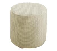 Rockible Housse de Pouf Extensible Ronde, Repose-Pieds Amovible avec Rangement pour le Salon, Blanc