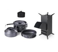 rockible Kit de Cuisine de Camping avec Marmite Poêle et Bouilloire pour La Cuisson en Plein Air Lors de Randonnées Pédestres et
