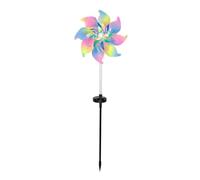 rockible Lampadaire Solaire Éolienne Jardin Lumière Lanterne Moulin Panneau Solaire Jour et Éclairage Doux Rotation Décorative Vivante Piquet Robuste Convient, Multicolore