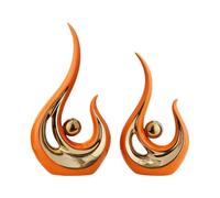 rockible Lot de 2 statues abstraites en résine, sculptures modernes, idéales pour la chambre, l'entrée, une étagère ou un meuble. Cadeau parfait, Orange Doré
