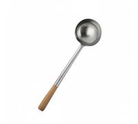 rockible Louche à Soupe Accessoire Cuisine Professionnel Inox Poignée Résistante Bol Élargi Anti-déversement Adaptée Marmites Usage Domestique, 10 Liang, Manche Bois+304