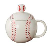 rockible Mug En Céramique Style Baseball, Tasse à Thé Originale avec Couvercle, Cuillère, Peinte à La Main, Idéale pour Les Fêtes, Une Pendaison, Bleu
