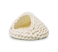 rockible Niche Niche Tricotée Confortable Couchette Grotte Doux Panier pour Petits Chiens, Chambre, Blanc Laiteux, Diamètre du Fond 50cm 1.5kg