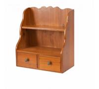 rockible Organisateur de Bureau Vintage Étagère Rangement Meuble Mini Commode Bois Pin à Économie d'Espace avec Deux Tiroirs Adapté au Bureau Coiffeuse Table de Chevet Étude Cadeau