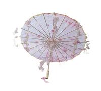 rockible Parapluie Chinois en Papier huilé 81 cm avec Pompons Fleuris pour soirée Cosplay et Mariage, Rose