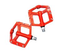 rockible Pédale de Vélo Antidérapante avec Axe CR- Roulements Étanches Corps en Alliage d'Aluminium Léger Filetage 14 Mm Surface Large 124x105 Mm Adaptée au, Red