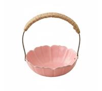rockible Porte-Bonbons avec Poignée Portable Bol à Collation avec Anse Élégant Coupelle pour Cuisine, Salon, Rose Sakura, Poignée En Corde De Chanvre