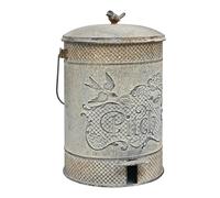 rockible Poubelle Extérieure à Pédale Vintage Corbeille Seau Bac Structure en Fer Robuste Commande au Pied Double Seau Intérieur et Extérieur Adaptée au Jardin Balcon Patio, Gris