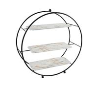 rockible Présentoir à Desserts Plateau Support Gâteau Cupcake Biscuit Support Rond 3 Niveaux Stable Fer et Plateaux Effet Marbre Allure Contemporaine Adapté au, Noir, Or, Blanc