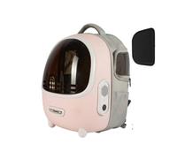 rockible Sac à Dos Capsule Spatiale Respirant Sac à Dos avec Couverture Transparente Mains Libres pour Chats, Propriétaires d'animaux, 粉色, 升级款带风扇