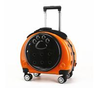rockible Sac Transport à roulettes Aéré Valise Transport avec Poignée Télescopique Bien Ventilé Bagage pour Chats, Déplacement, Vétérinaire, Orange
