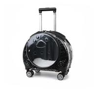 rockible Sac Transport à roulettes Aéré Valise Transport avec Poignée Télescopique Bien Ventilé Bagage pour Chats, Déplacement, Vétérinaire, Ours Noir