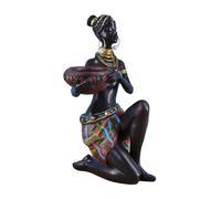 rockible Sculpture Africaine, Figurine Décorative, Porte-bougie Chauffe-plat, œuvre D'art Originale, Décoration de Bureau, étagère, Chambre, Décoration Int, Jupe Marron