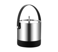 rockible Seau à glace en métal avec clip et entretoise, seau à champagne rafraîchissant pour restaurant, fête, banquet, pique-nique, terrasse, Poignée En Cuir Pu