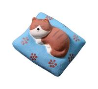 rockible Service à Thé pour Chat Endormi, Figurine de Chat, Objet de Décoration pour Chambre, Oreiller Bleu